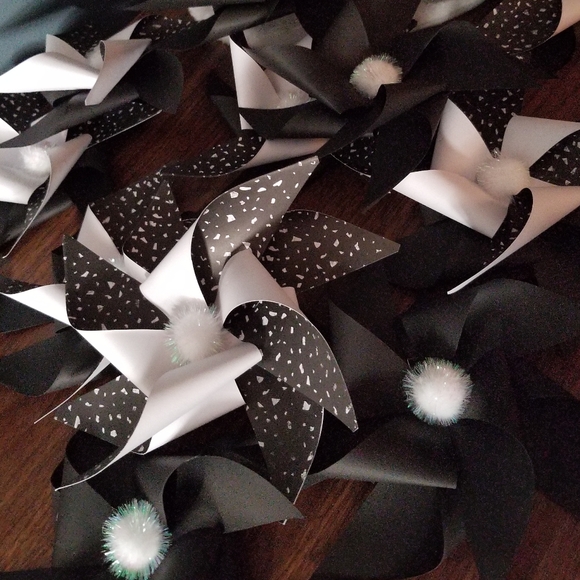 Hand Crafted Other - Bundle of (12) Handmade Pinwheels in Mixture of Black/Black/White